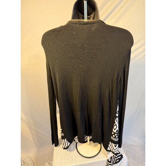 Drapey Womens Black White Pattern Cardigan Sweater Open Front Large 12/14 FG - Picture 3 of 3